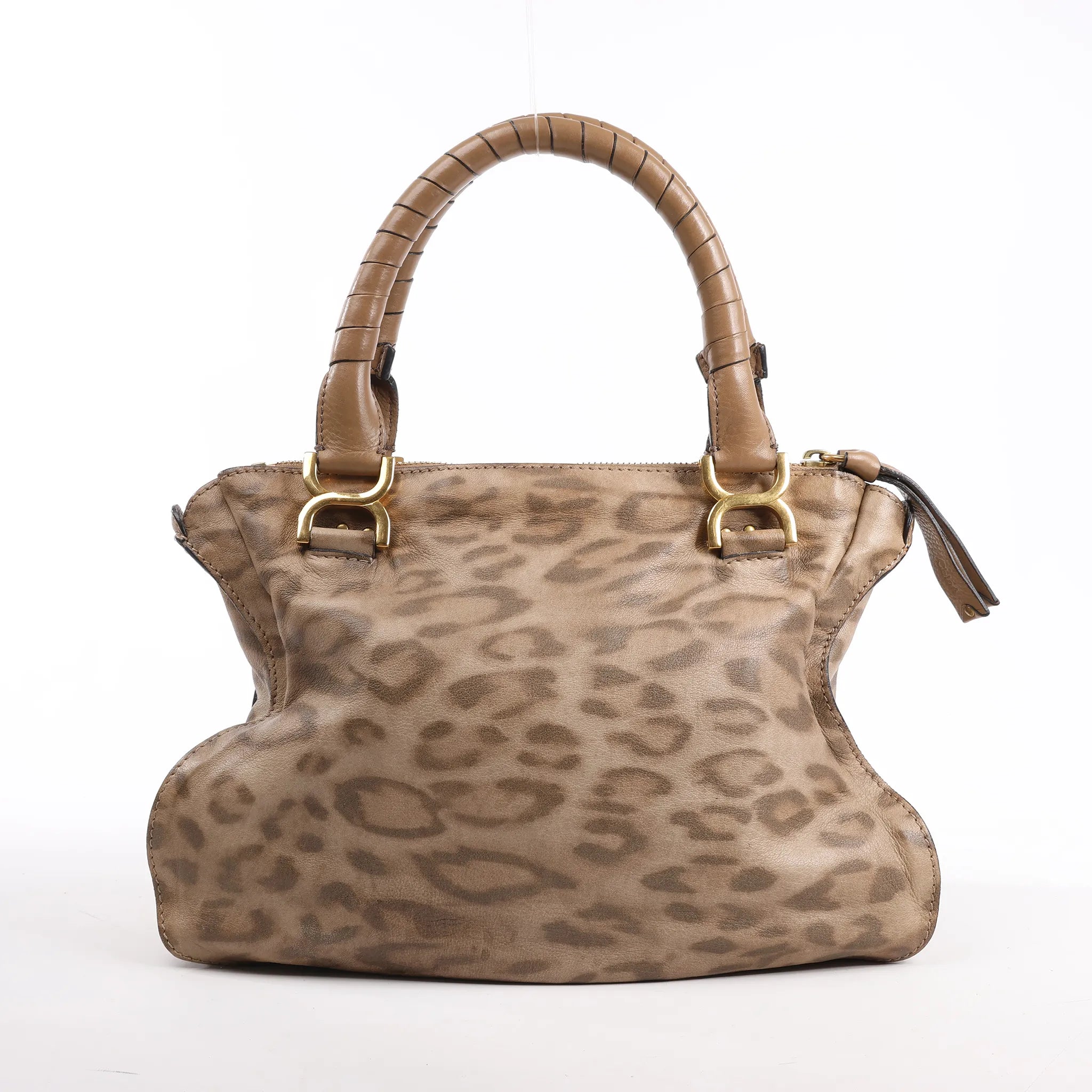 Chloe Marcie Medium Leather Leopard Pattern Handbag in Brown, Limited Edition