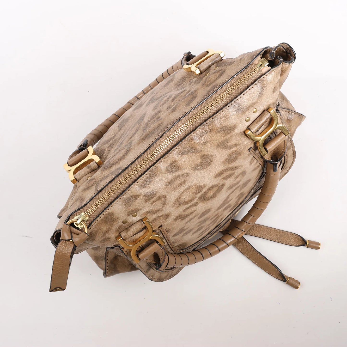 Chloe Marcie – Mittelgroße Handtasche aus braunem Leder mit Leopardenmuster, limitierte Auflage