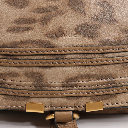 Chloe Marcie – Mittelgroße Handtasche aus braunem Leder mit Leopardenmuster, limitierte Auflage