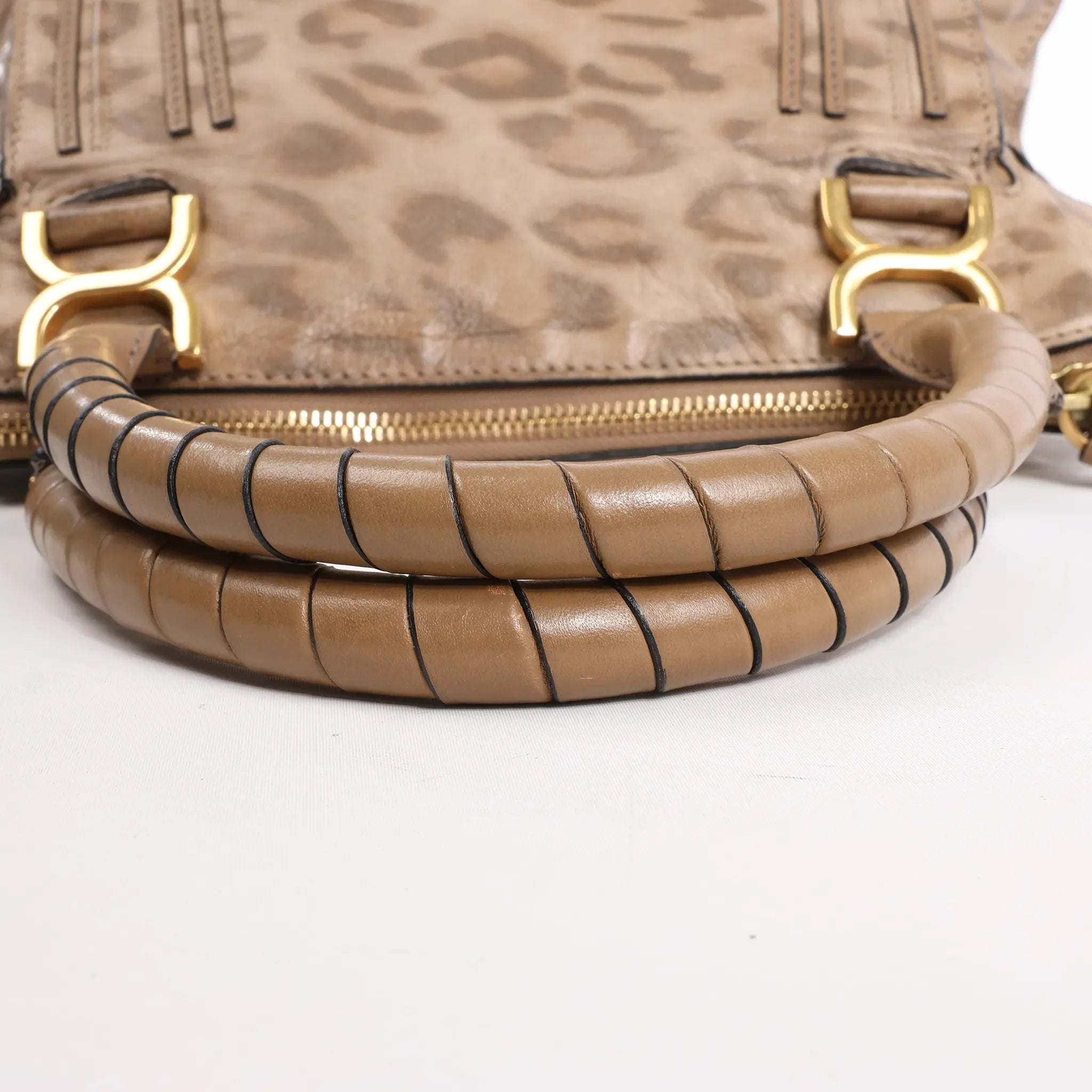 Chloe Marcie Medium Leather Leopard Pattern Handbag in Brown, Limited Edition