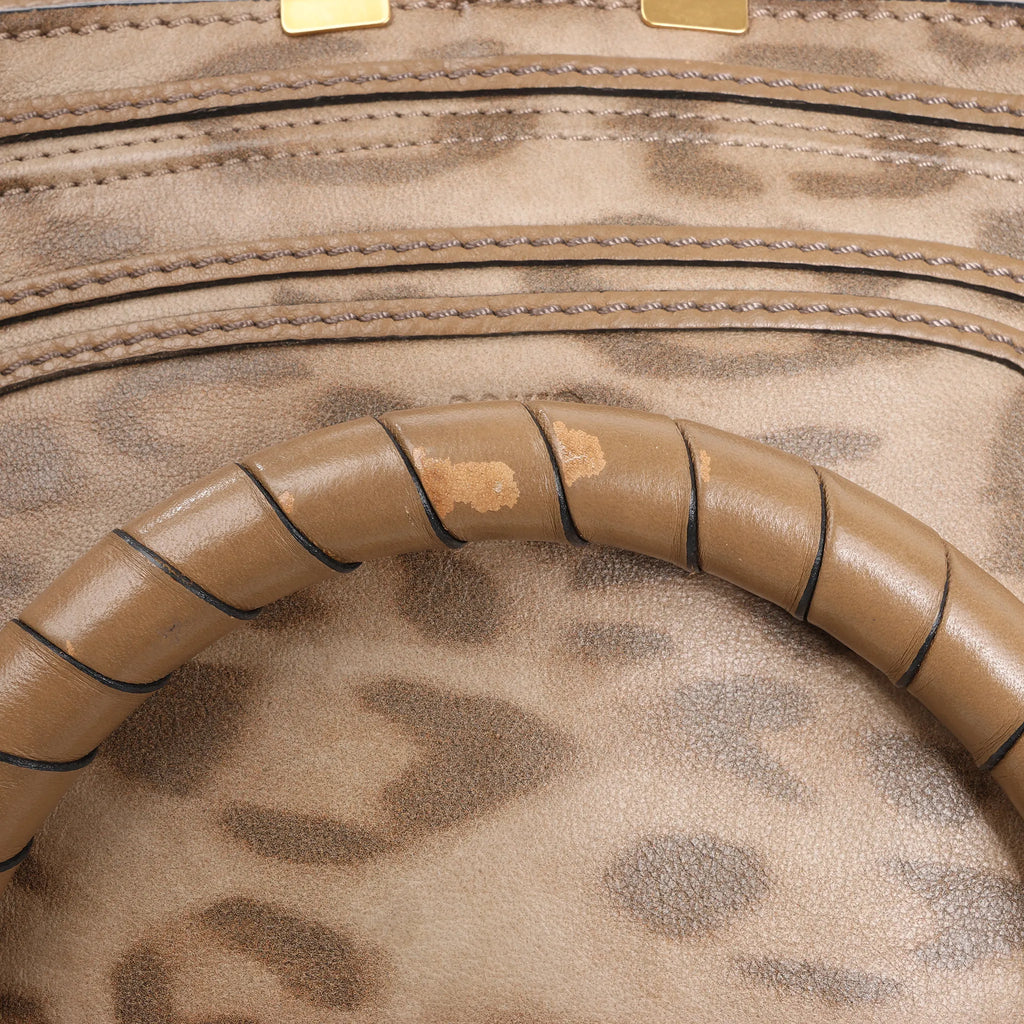 Chloe Marcie Medium Leather Leopard Pattern Handbag in Brown, Limited Edition