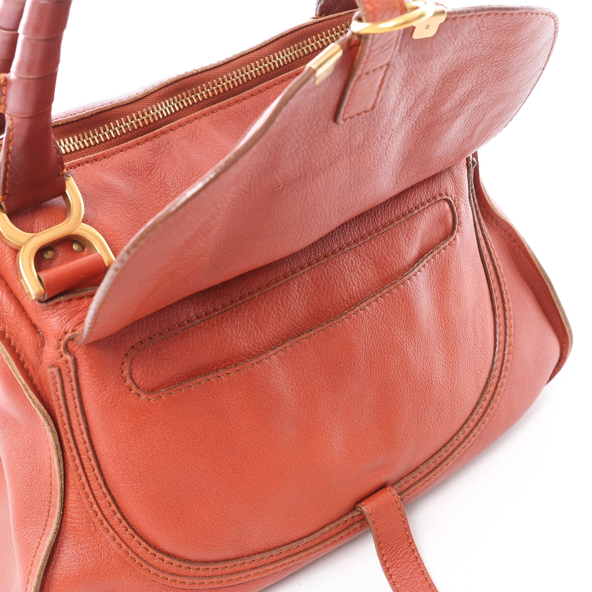 Chloe Marcie Medium Leather Shoulder Bag in Brown
