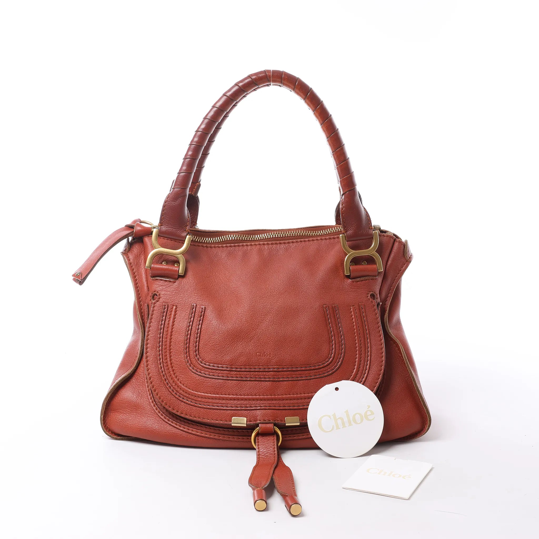 Chloe Marcie Medium Leather Shoulder Bag in Brown