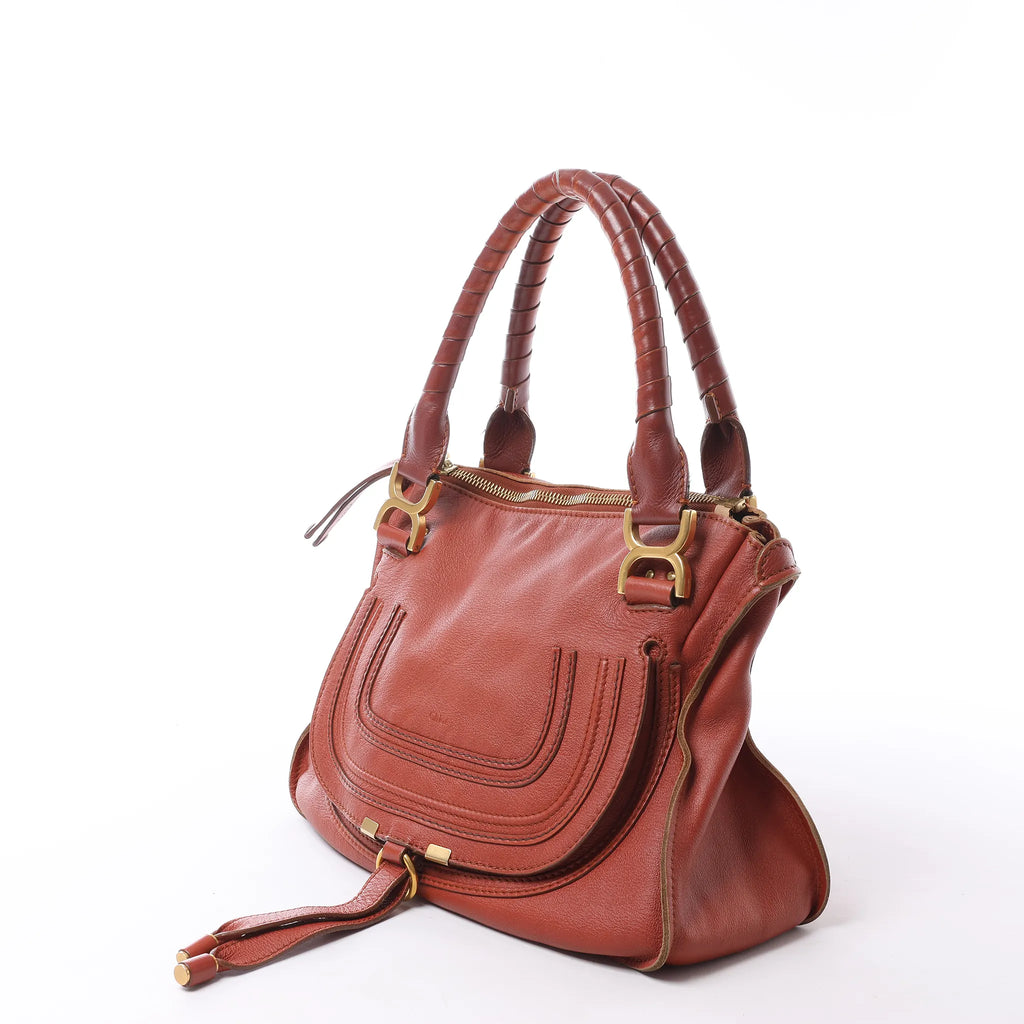 Chloe Marcie Medium Leather Shoulder Bag in Brown