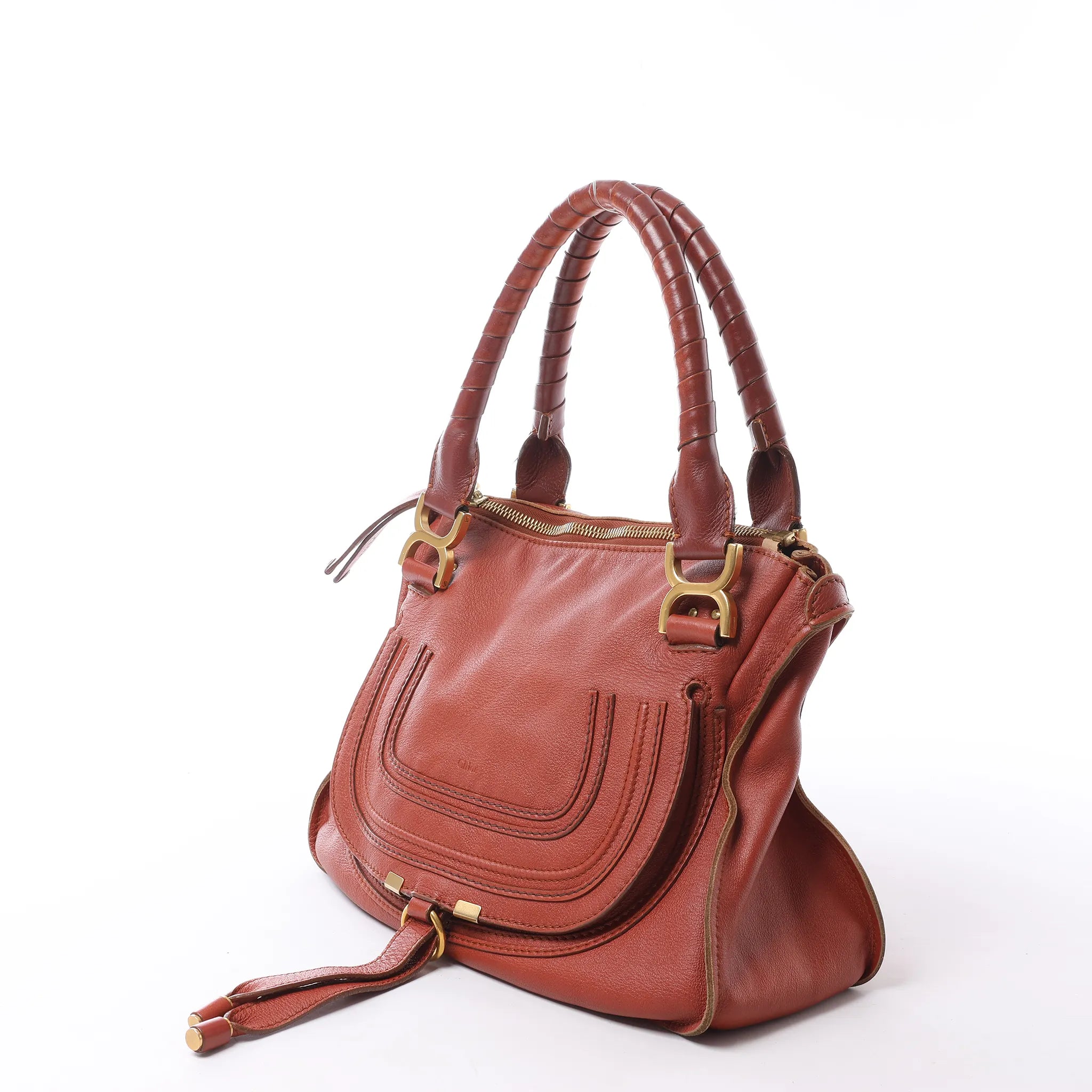 Chloe Marcie Medium Leather Shoulder Bag in Brown