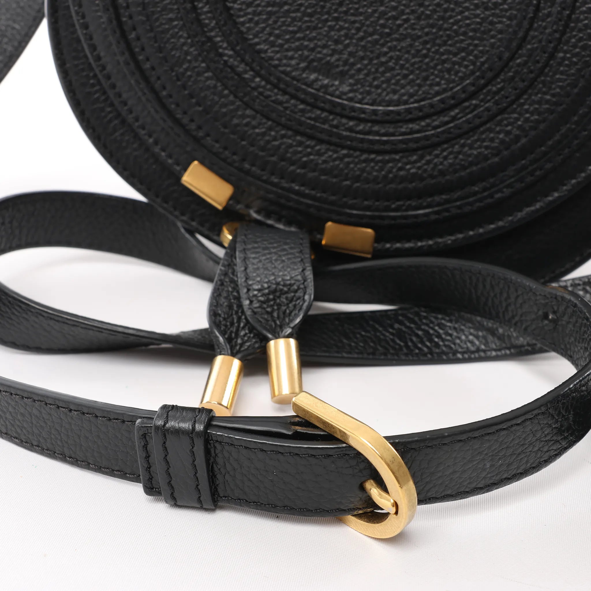 Chloe Marcie Mini Leather Crossbody Bag in Black