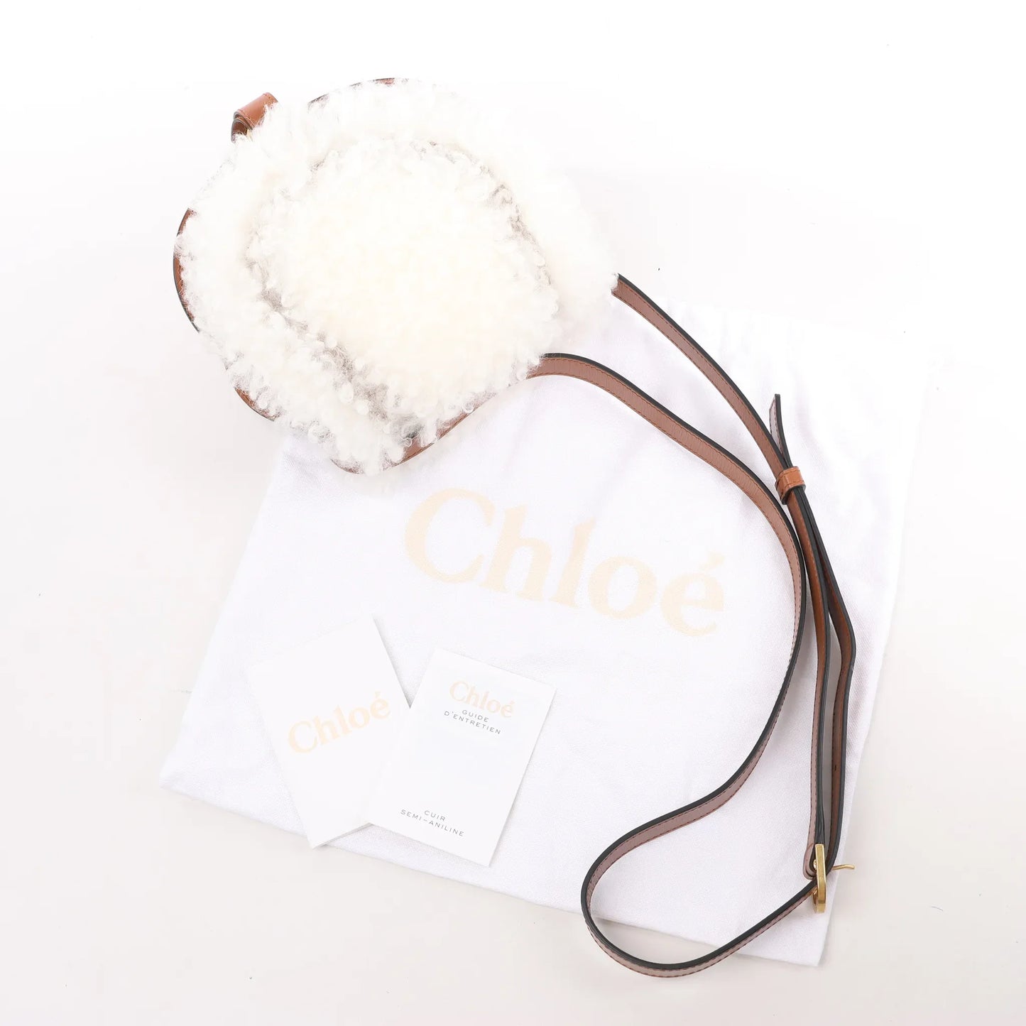 Chloe „Marcie Mini“-Umhängetasche aus Leder x Boa in Braun
