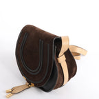 Chloe Marcie Mini Suede x Leather Crossbody Bag in Brown