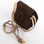 Chloe Marcie Mini Suede x Leather Crossbody Bag in Brown