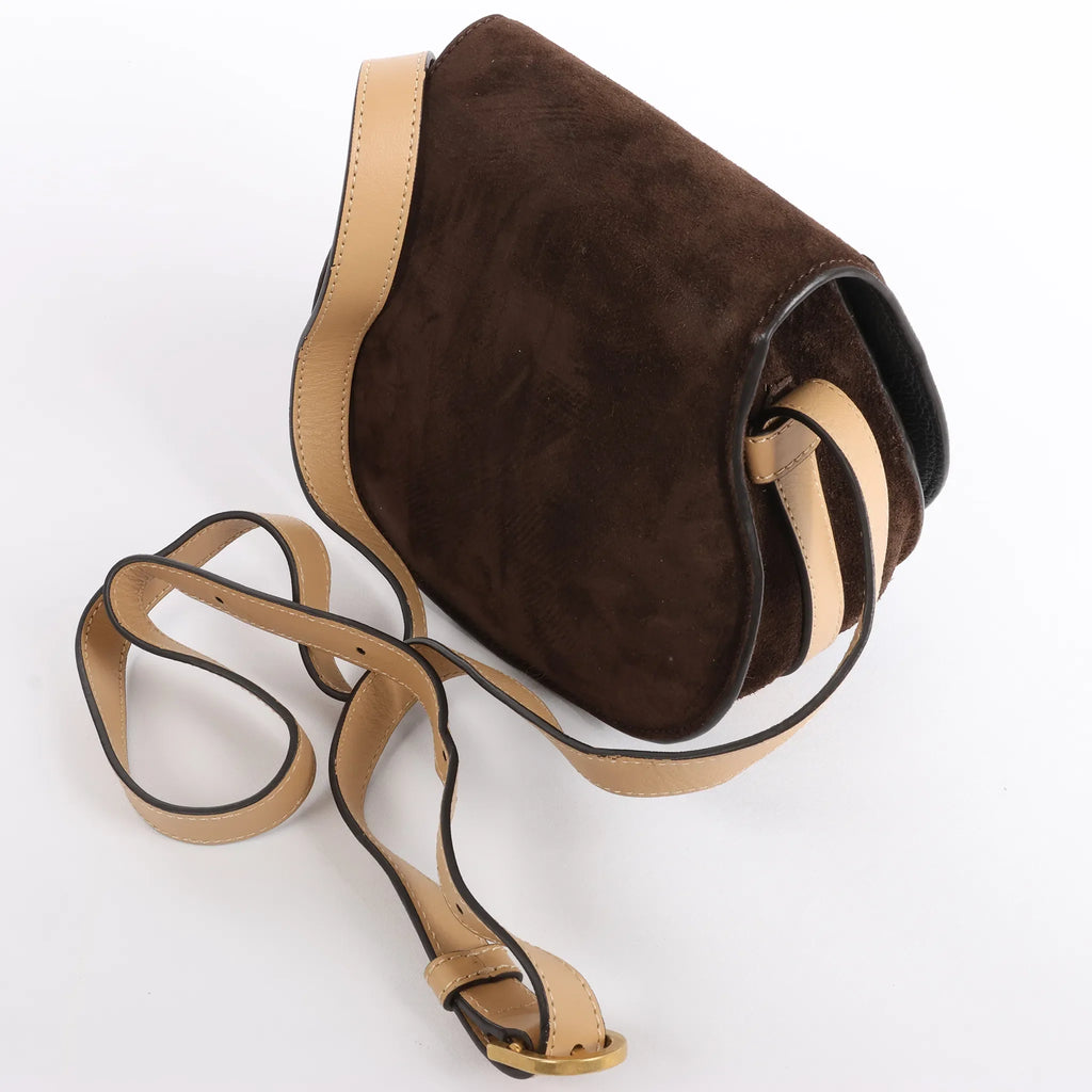 Chloe Marcie Mini Suede x Leather Crossbody Bag in Brown