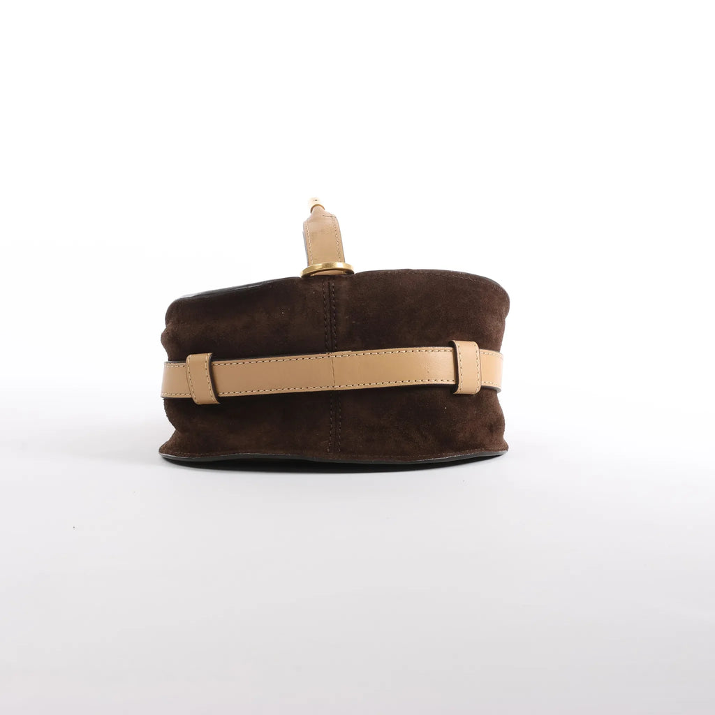 Chloe Marcie Mini Suede x Leather Crossbody Bag in Brown