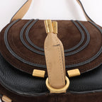 Chloe Marcie Mini Suede x Leather Crossbody Bag in Brown