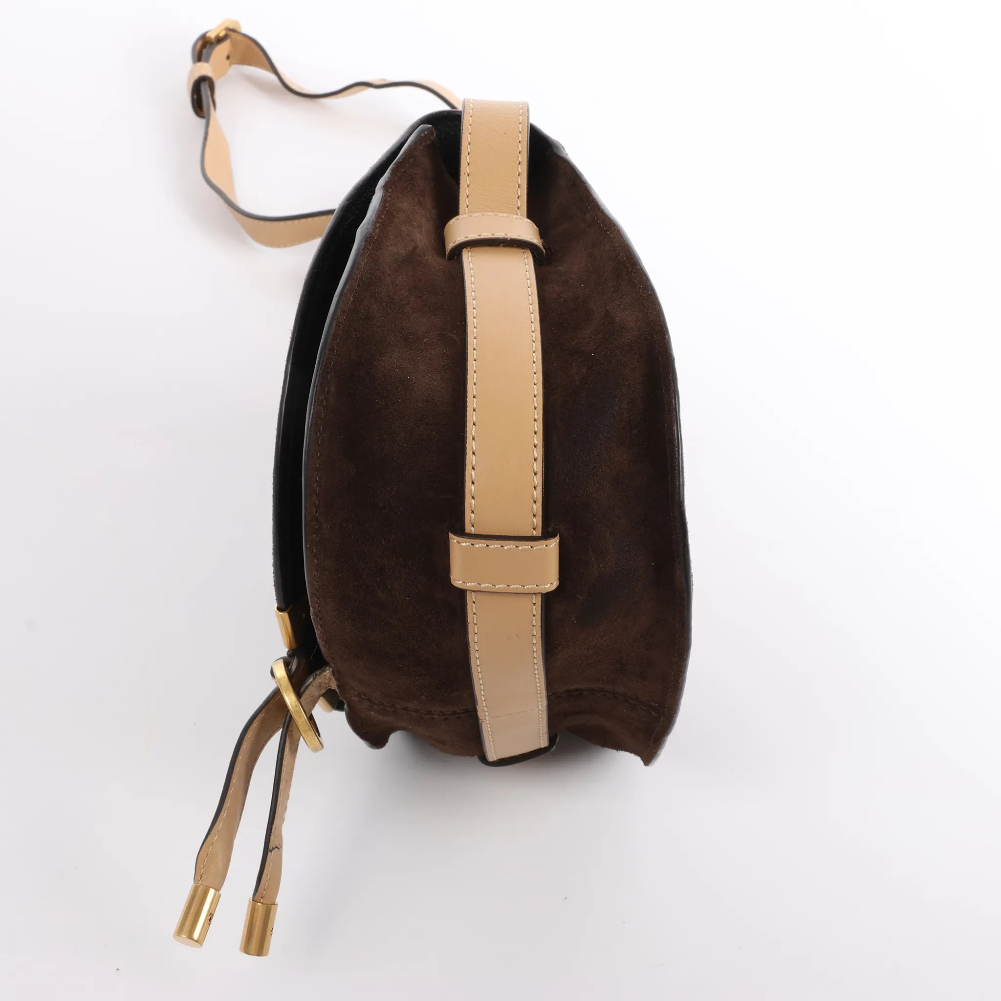 Chloe Marcie Mini Suede x Leather Crossbody Bag in Brown