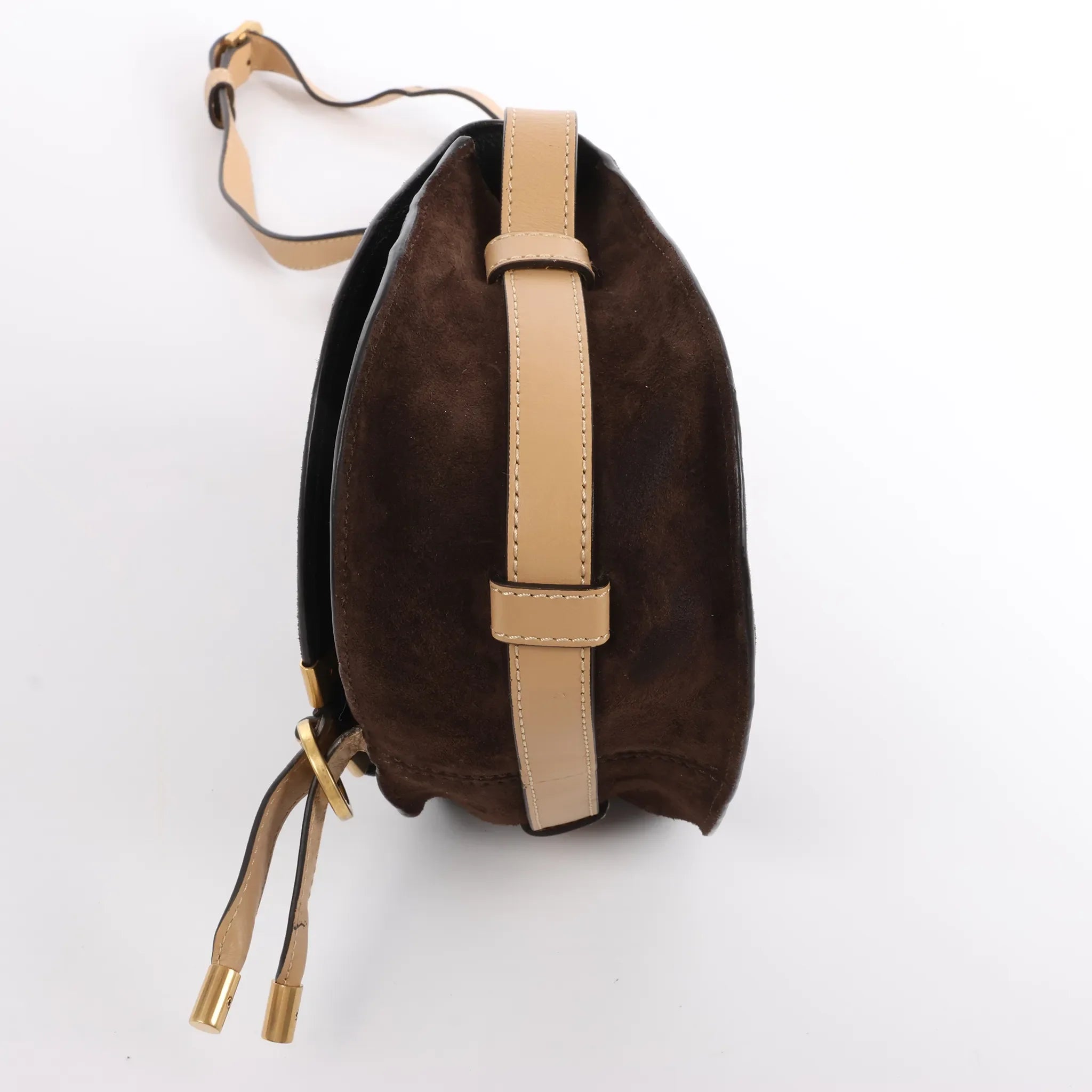 Chloe Marcie Mini Suede x Leather Crossbody Bag in Brown