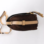 Chloe Marcie Mini Suede x Leather Crossbody Bag in Brown