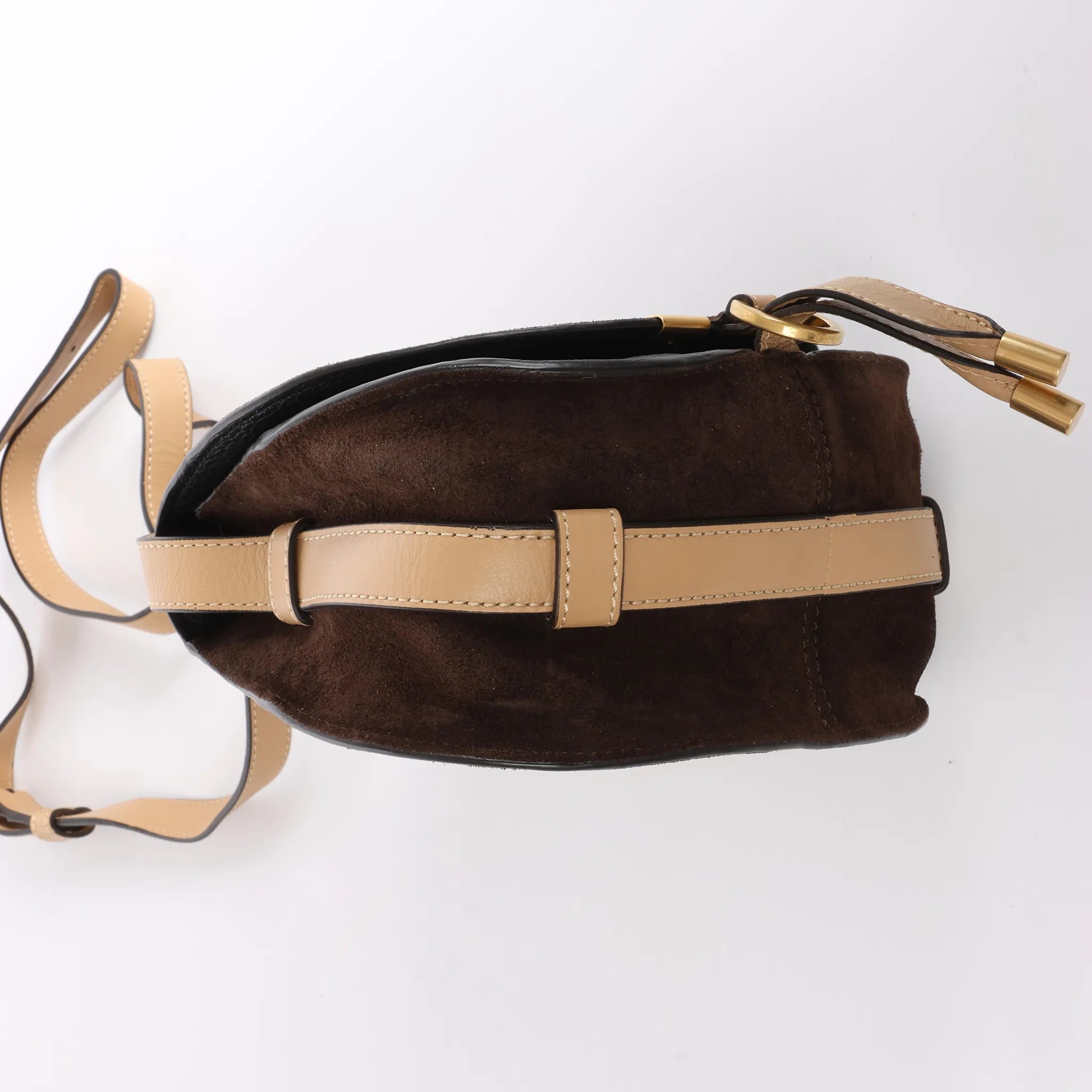 Chloe Marcie Mini Suede x Leather Crossbody Bag in Brown