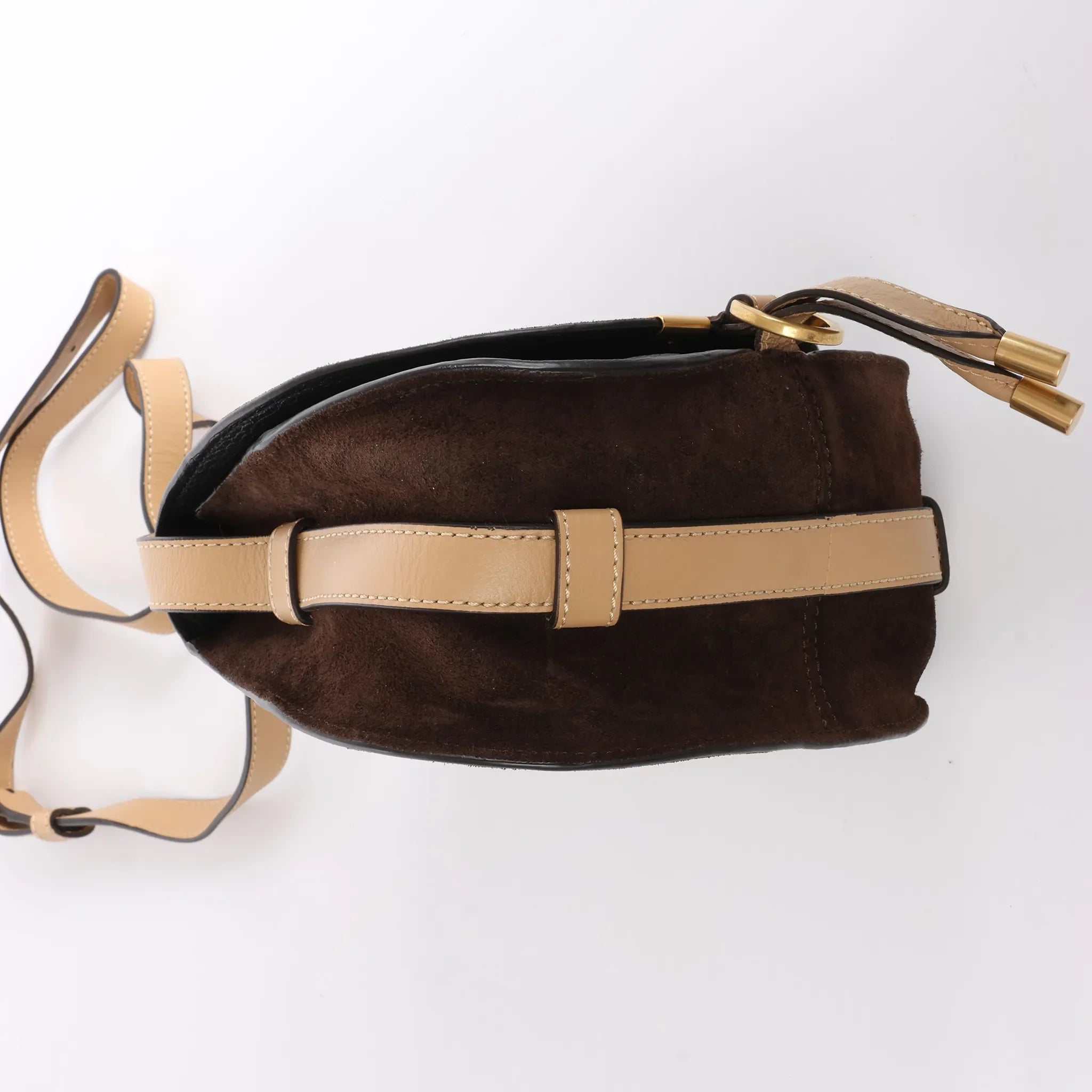 Chloe Marcie Mini Suede x Leather Crossbody Bag in Brown