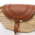 Chloe Marcie Small Raffia x Leather Crossbody Bag in Beige × Brown