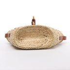 Chloe Marcie Small Raffia x Leather Crossbody Bag in Beige × Brown