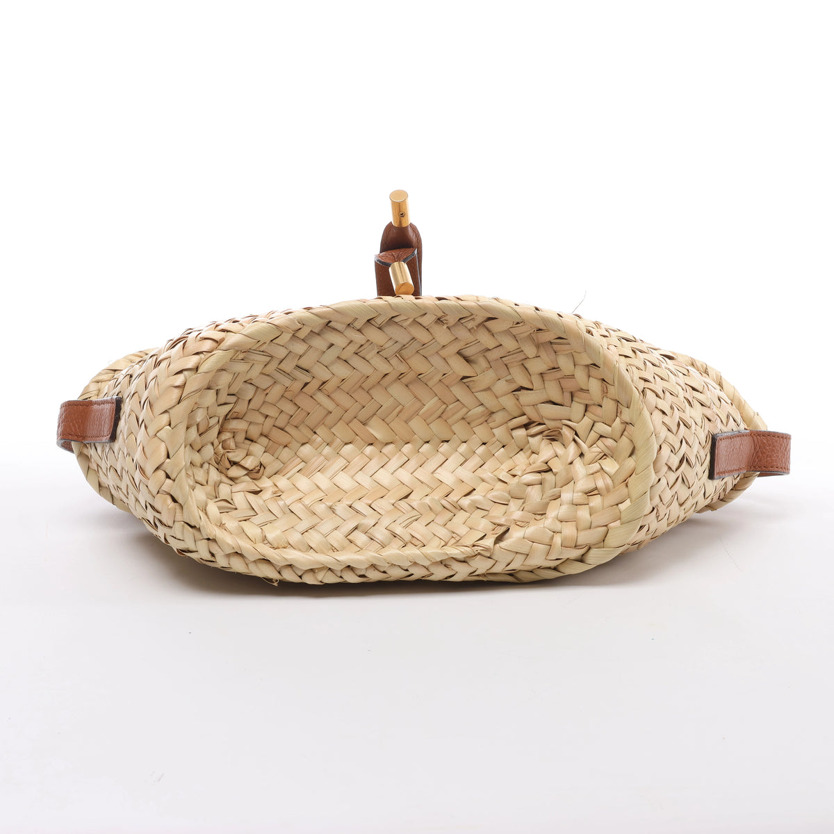 Chloe Marcie Small Raffia x Leather Crossbody Bag in Beige × Brown