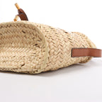 Chloe Marcie Small Raffia x Leather Crossbody Bag in Beige × Brown
