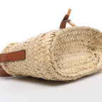 Chloe Marcie Small Raffia x Leather Crossbody Bag in Beige × Brown