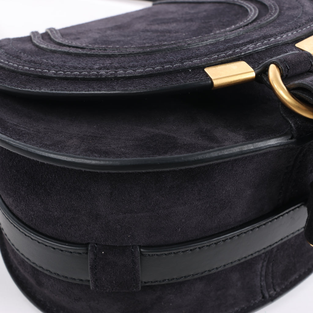 Chloe Marcie Mini Suede Crossbody Bag in Black