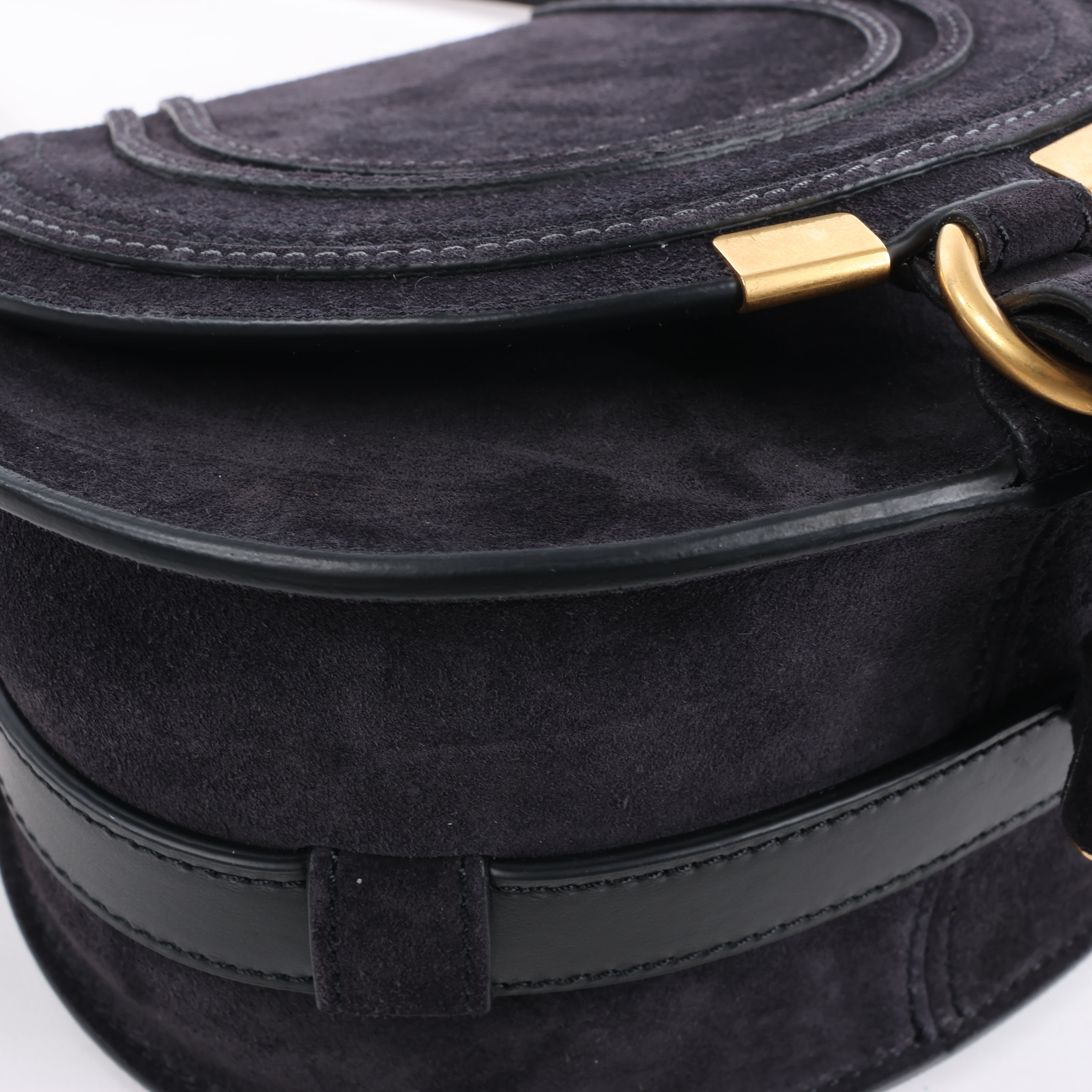 Chloe Marcie Mini Suede Crossbody Bag in Black