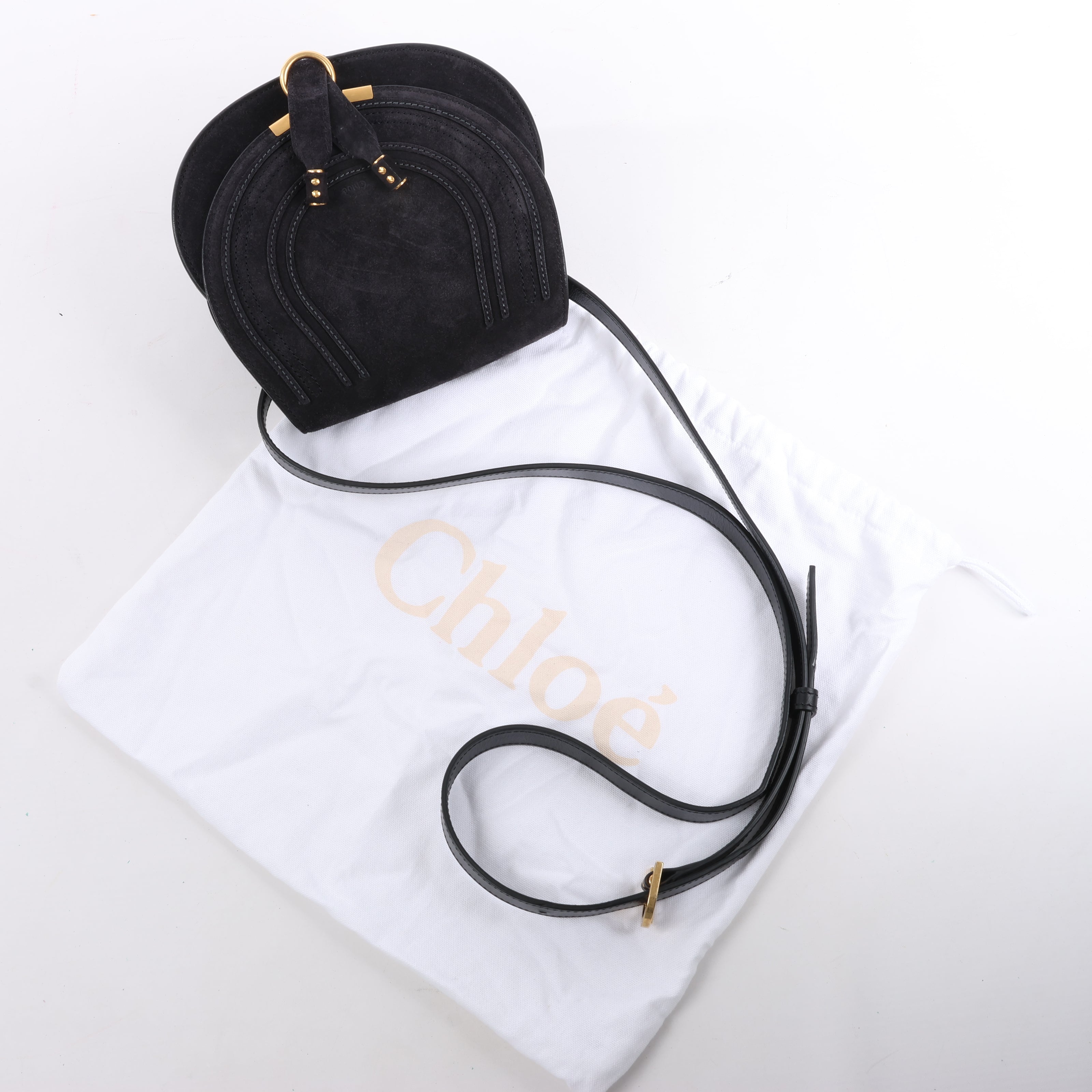 Chloe Marcie Mini Suede Crossbody Bag in Black