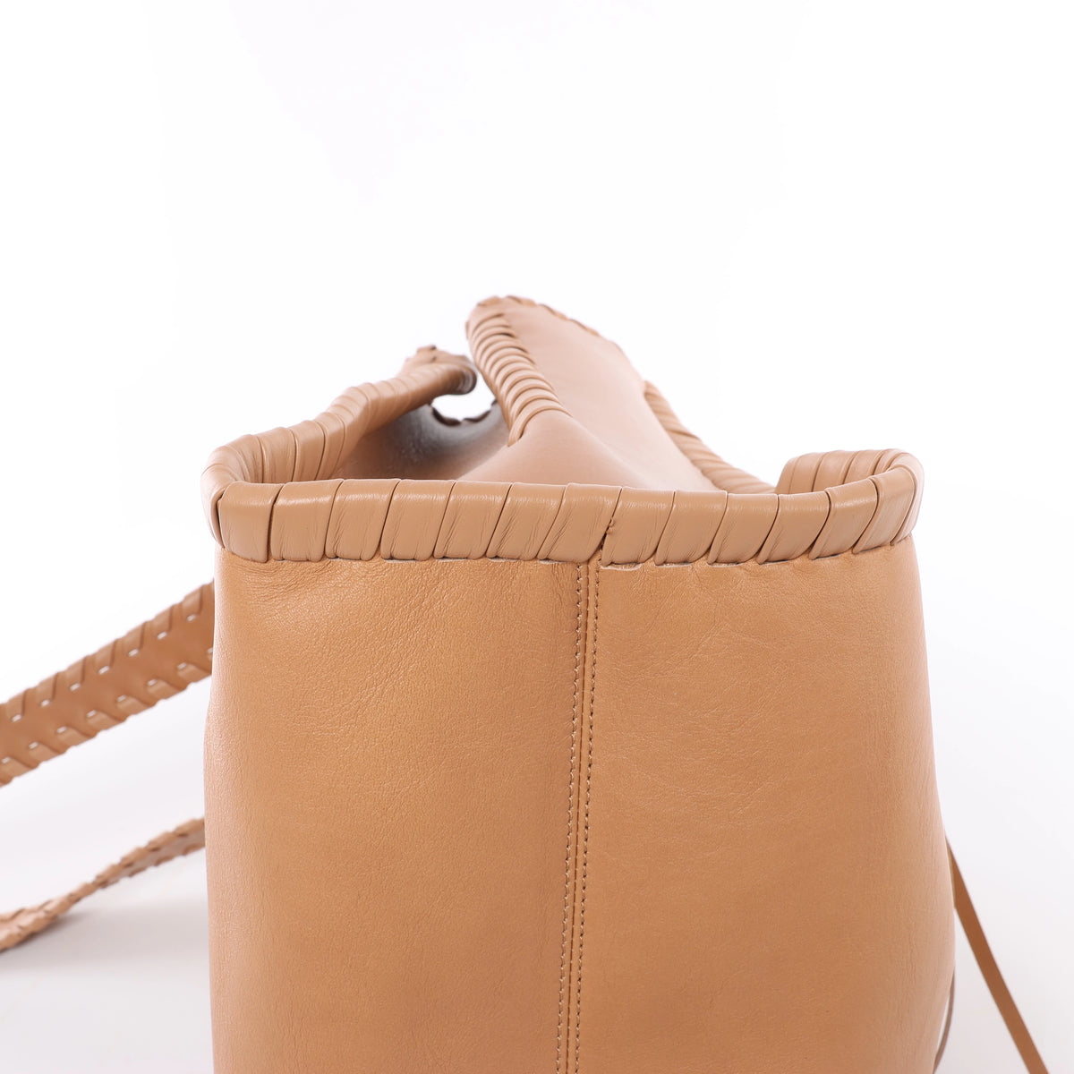Bolso de hombro mediano CHLOE Woody de lona y piel en marrón