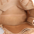Bolso de hombro mediano CHLOE Woody de lona y piel en marrón