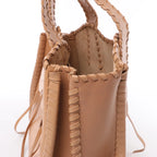 Bolso de hombro mediano CHLOE Woody de lona y piel en marrón