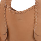 Bolso de hombro mediano CHLOE Woody de lona y piel en marrón