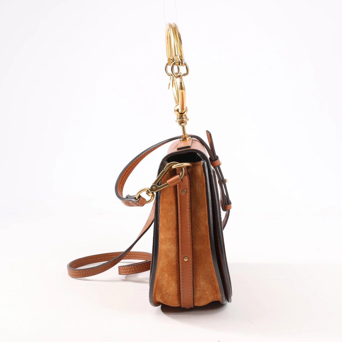 CHLOE Nile Leder kleine 2-Wege-Schultertasche in Braun