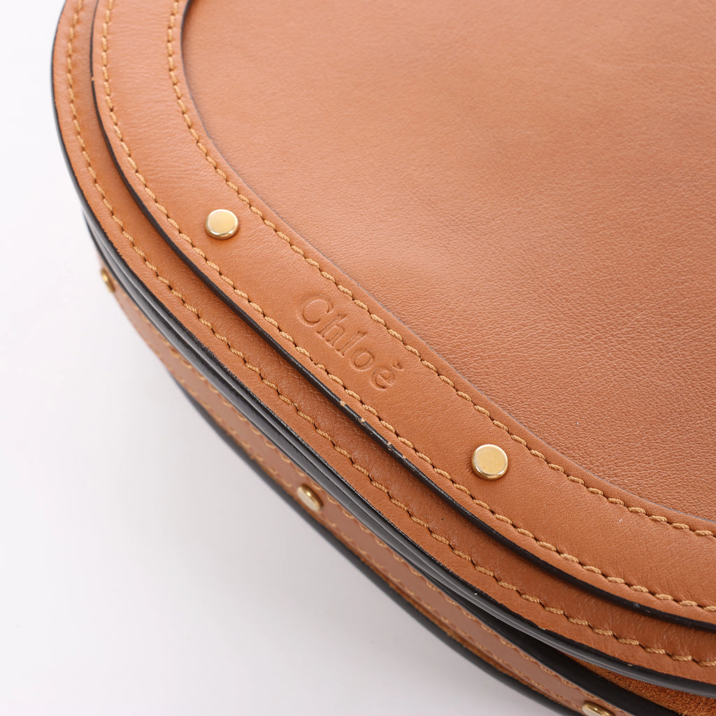 Bolso de mano Chloé Woody North South de lona y piel 2Way en beige y marrón