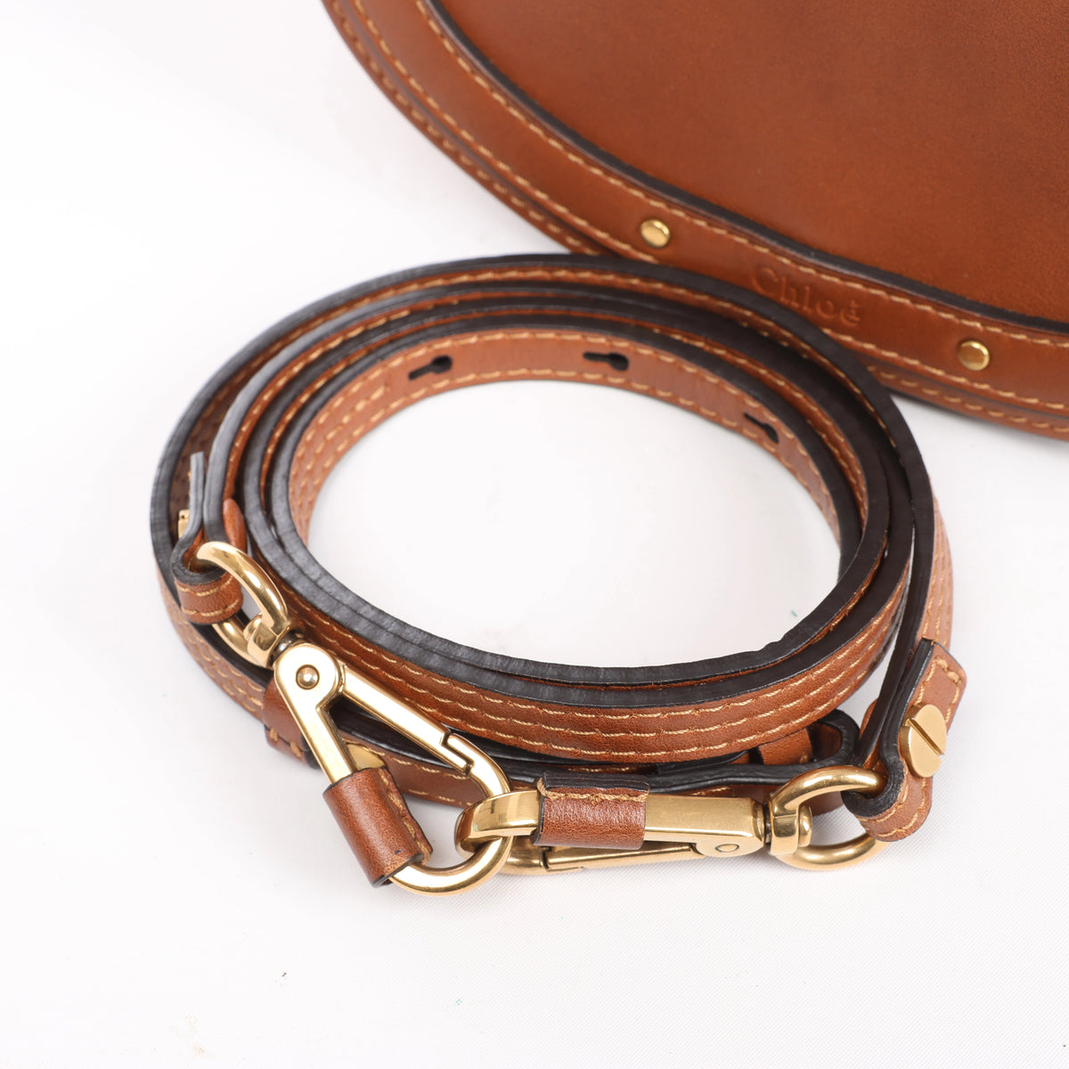 Chloe Nile Leather 2Way Handbag in Brown