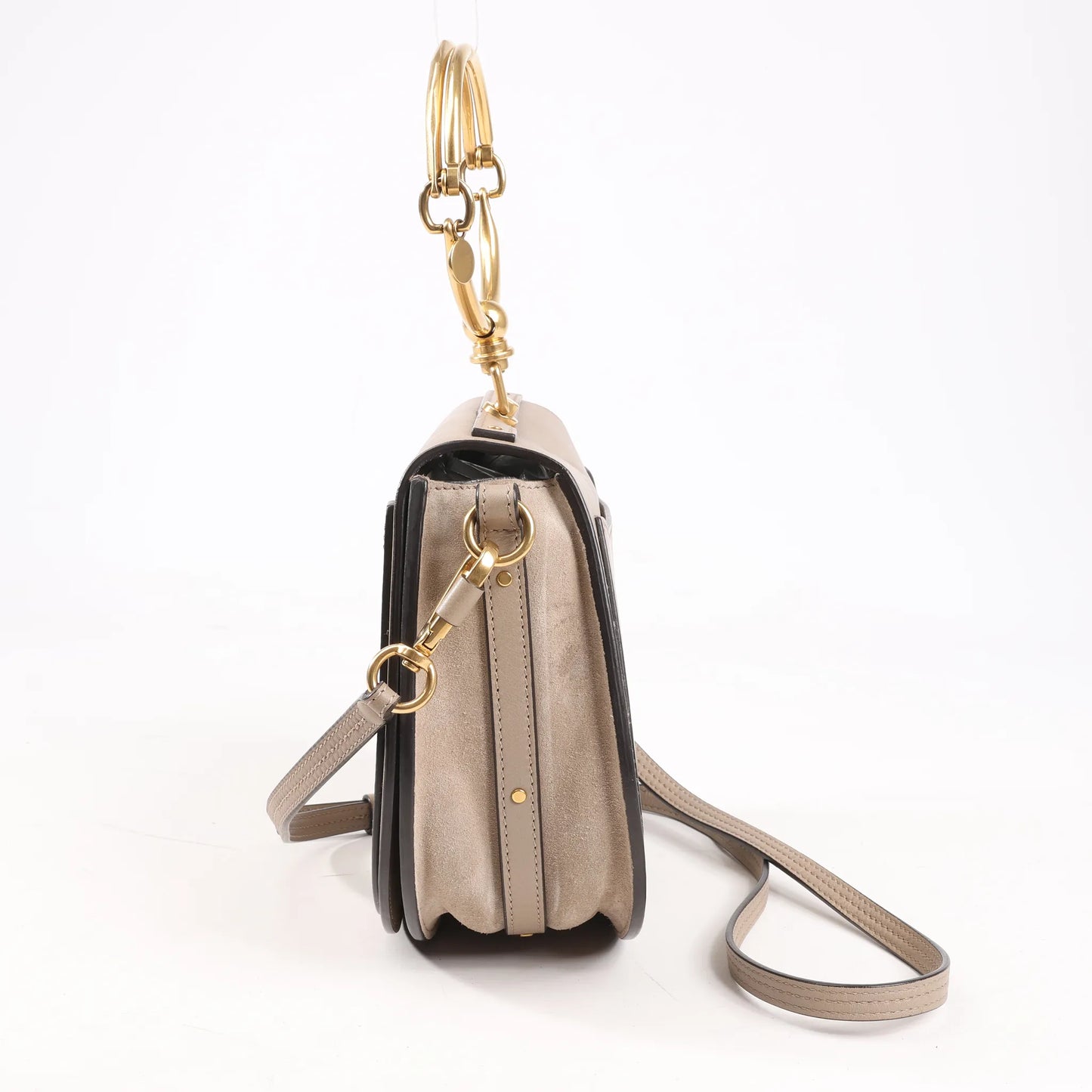 CHLOE Nile Leder, kleine 2-Wege-Schultertasche in Beige