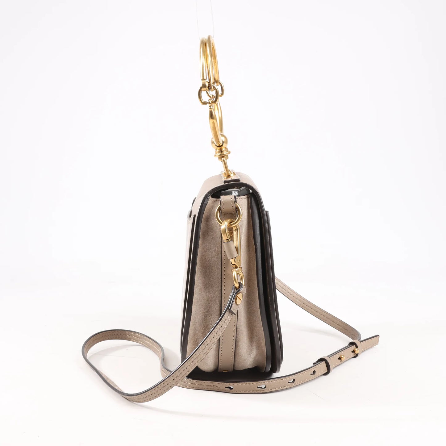 CHLOE Nile Leder, kleine 2-Wege-Schultertasche in Beige