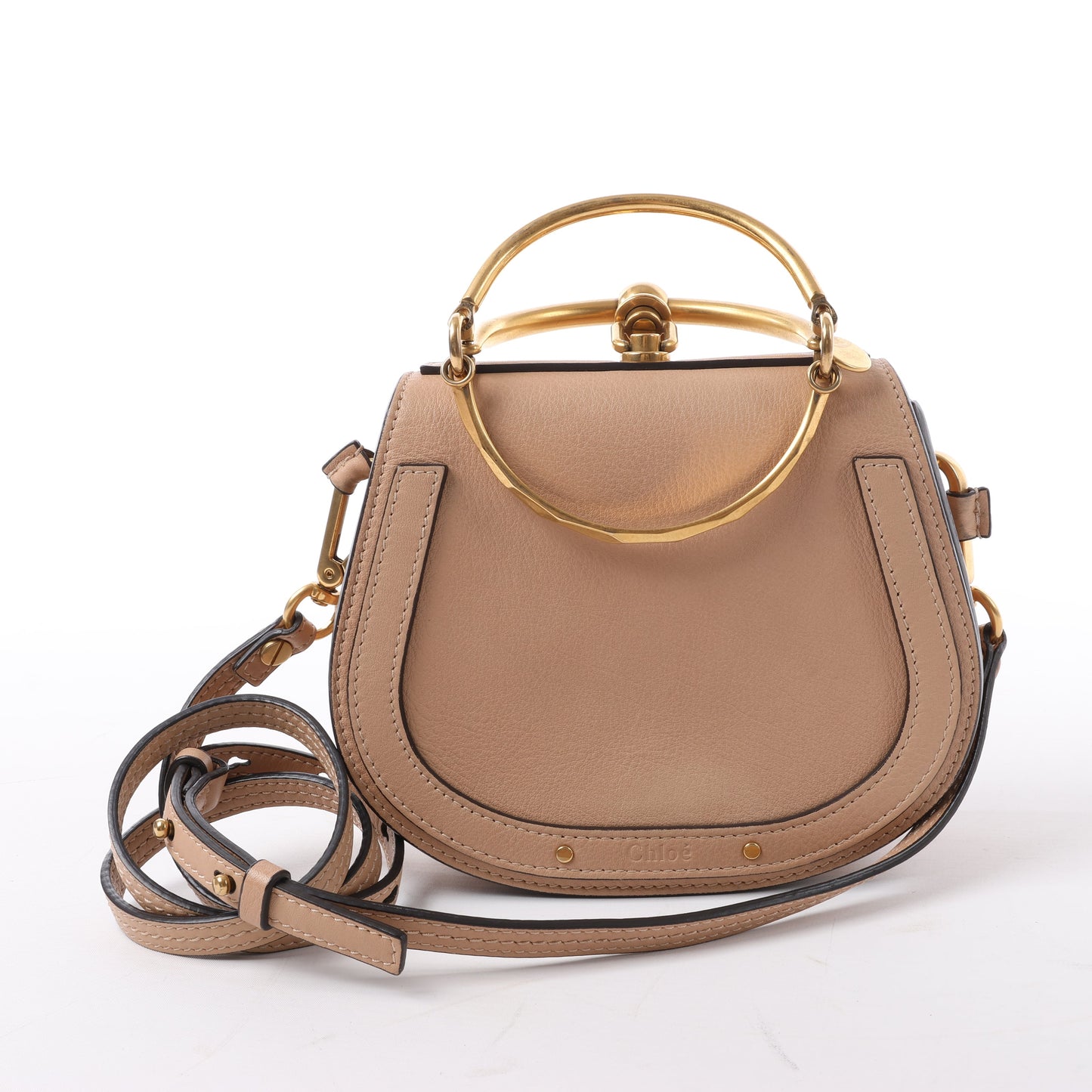 CHLOE Nile Bracelet Leather Small 2Way Shoulder Bag in Beige