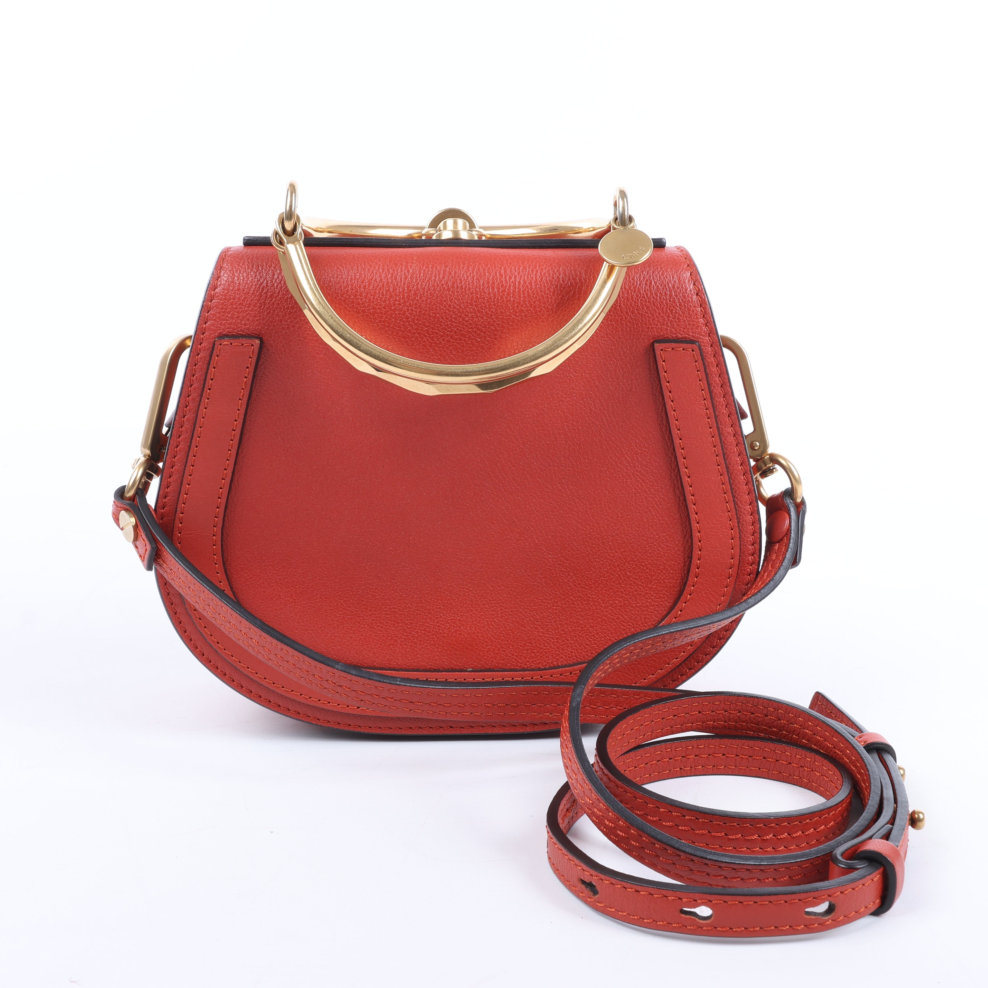 CHLOE Nile Bracelet Leather Small 2Way Shoulder Bag in Red