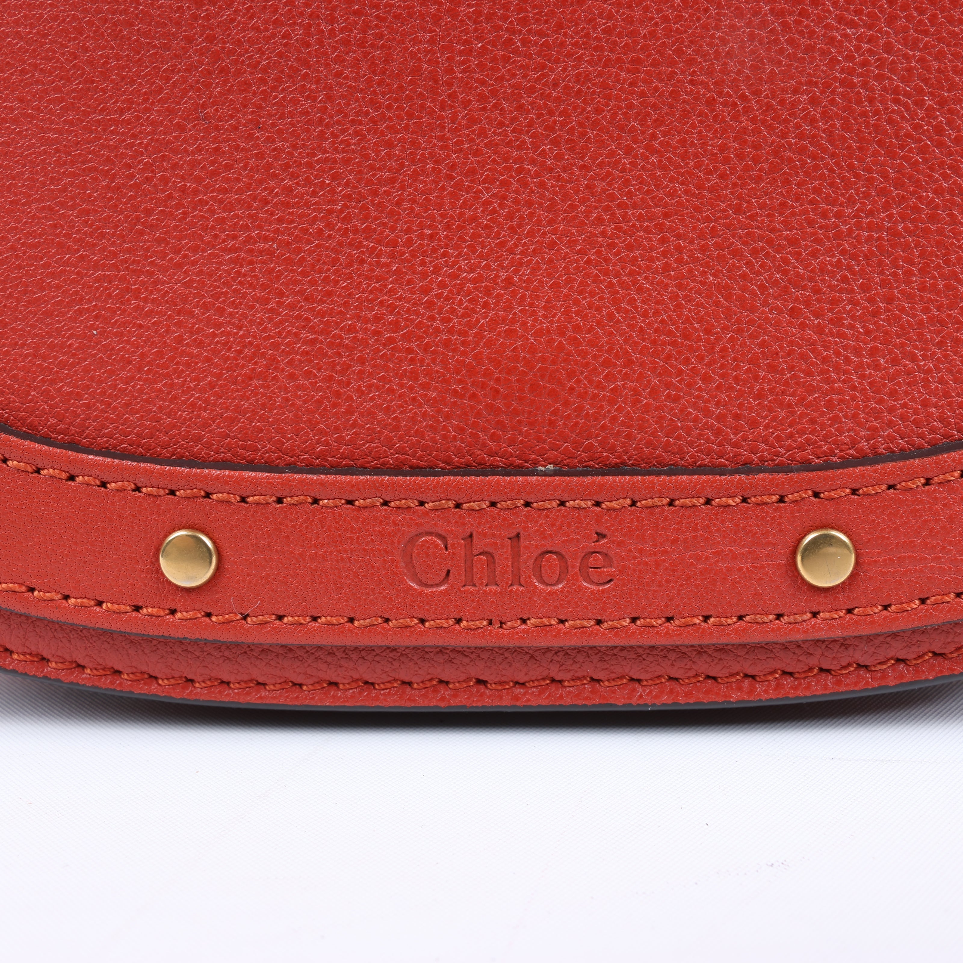CHLOE Nile Bracelet Leather Small 2Way Shoulder Bag in Red