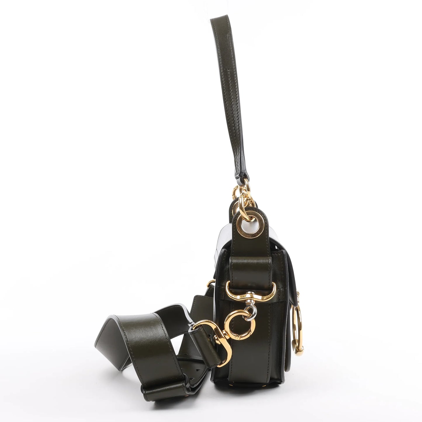 Chloe Tess Small Leather 2Way Handbag in Green