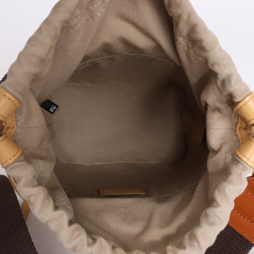 Chloe Roy Leather x Canvas 2Way Shoulder Bag in Beige