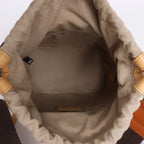 Chloe Roy Leather x Canvas 2Way Shoulder Bag in Beige