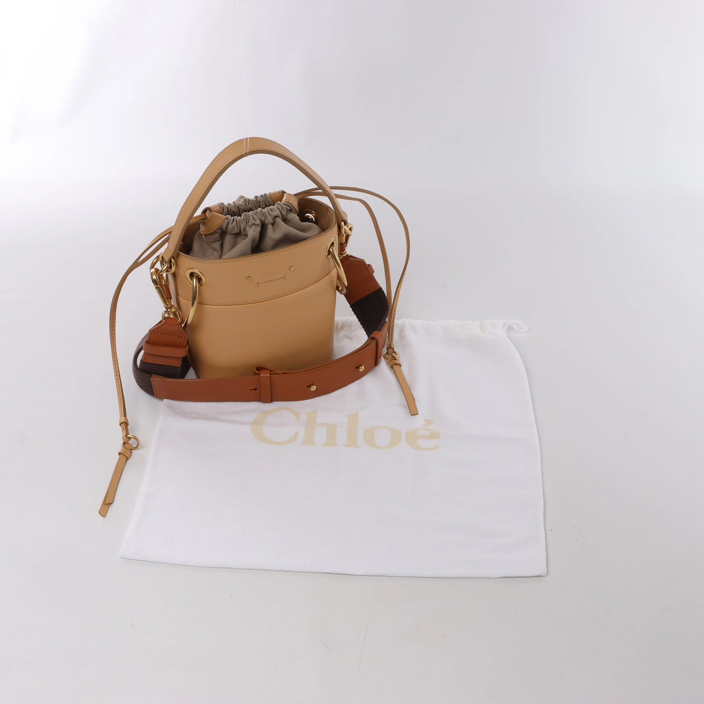 Chloe Roy Leather x Canvas 2Way Shoulder Bag in Beige