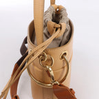 Chloe Roy Leather x Canvas 2Way Shoulder Bag in Beige
