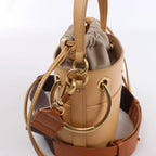 Chloe Roy Leather x Canvas 2Way Shoulder Bag in Beige
