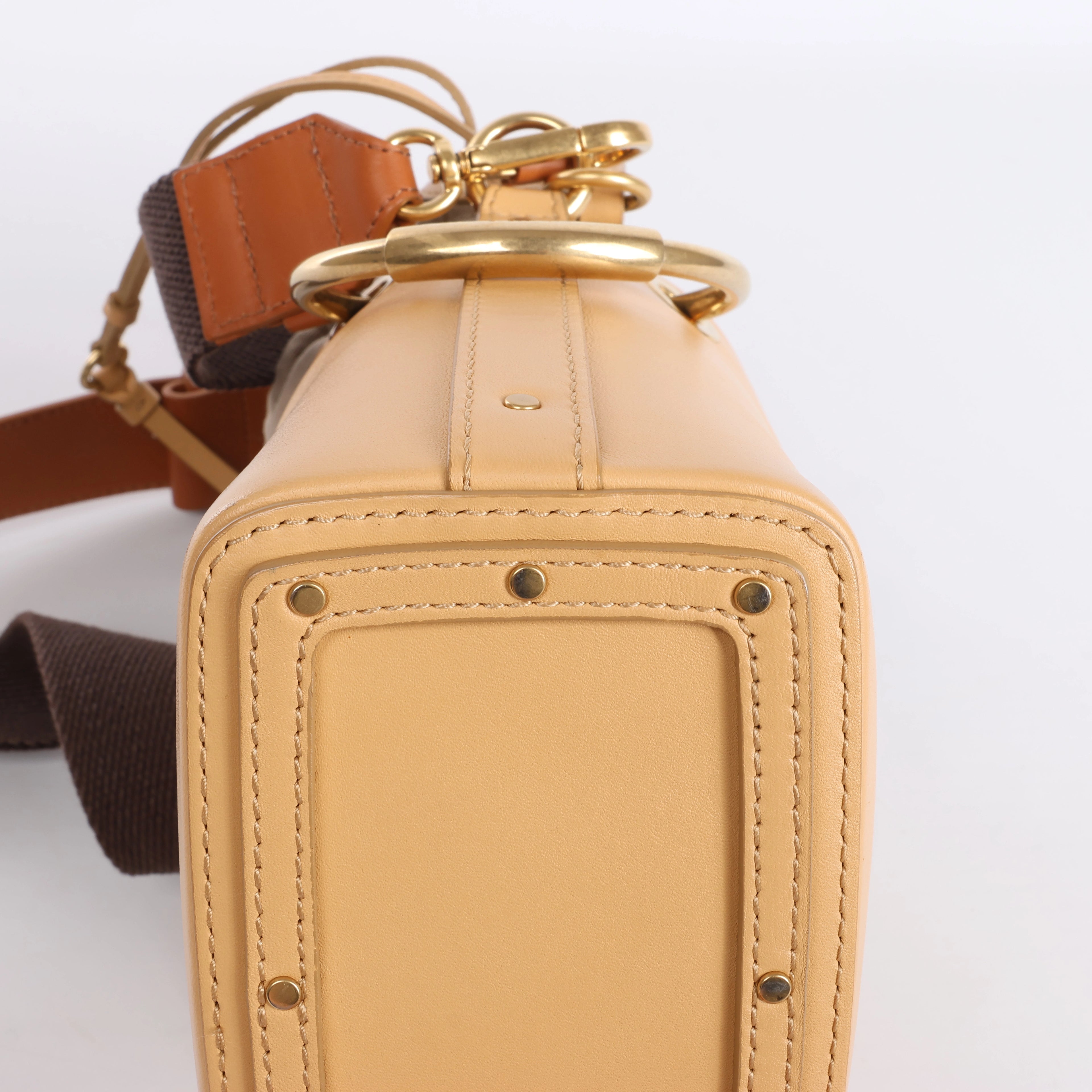 Chloe Roy Leather x Canvas 2Way Shoulder Bag in Beige