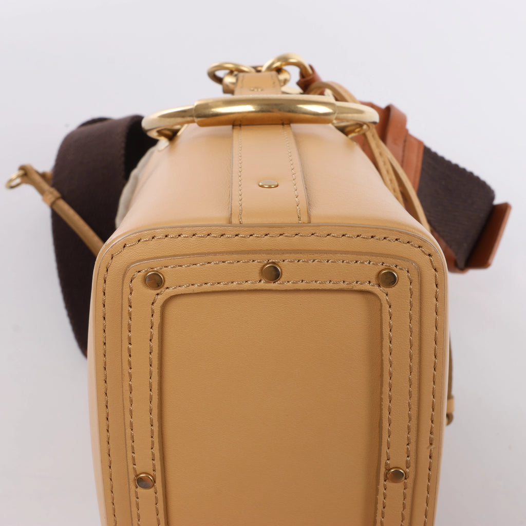 Chloe Roy Leather x Canvas 2Way Shoulder Bag in Beige