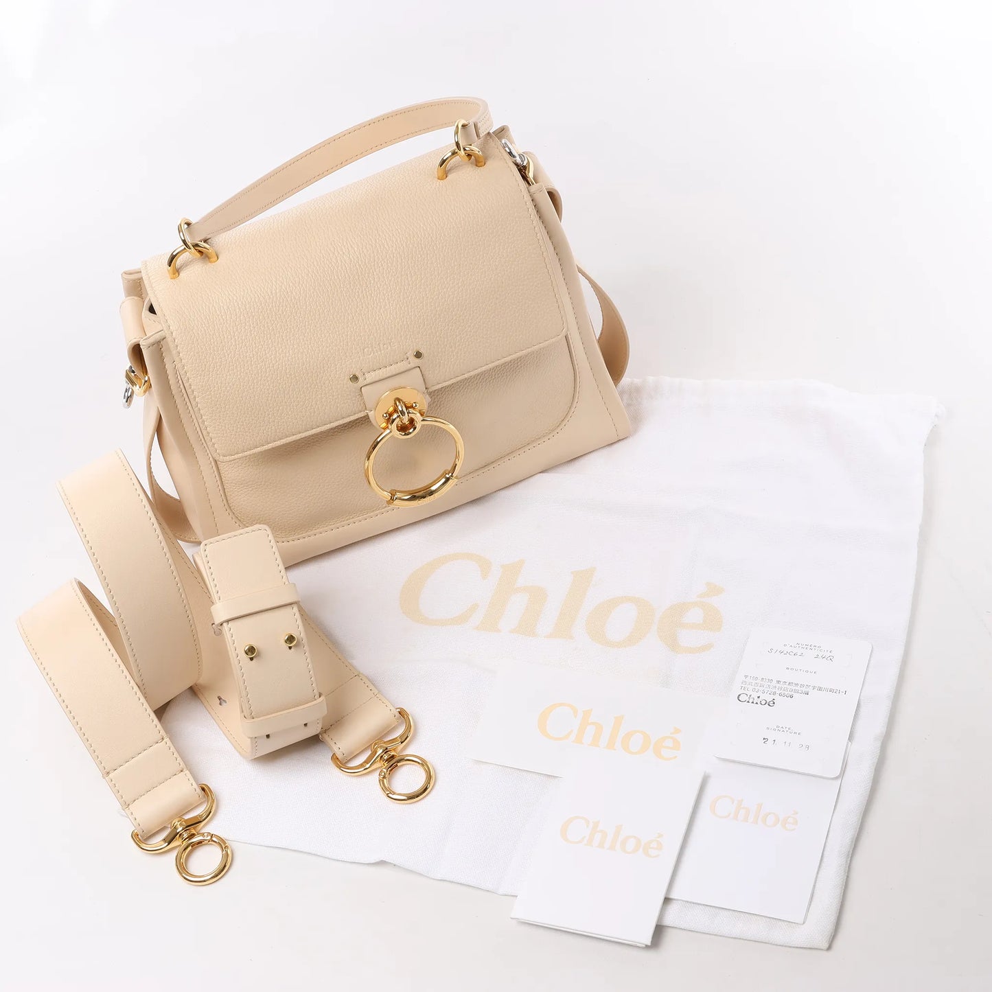 Chloe Tess Day Leather 2Way Handbag in Beige